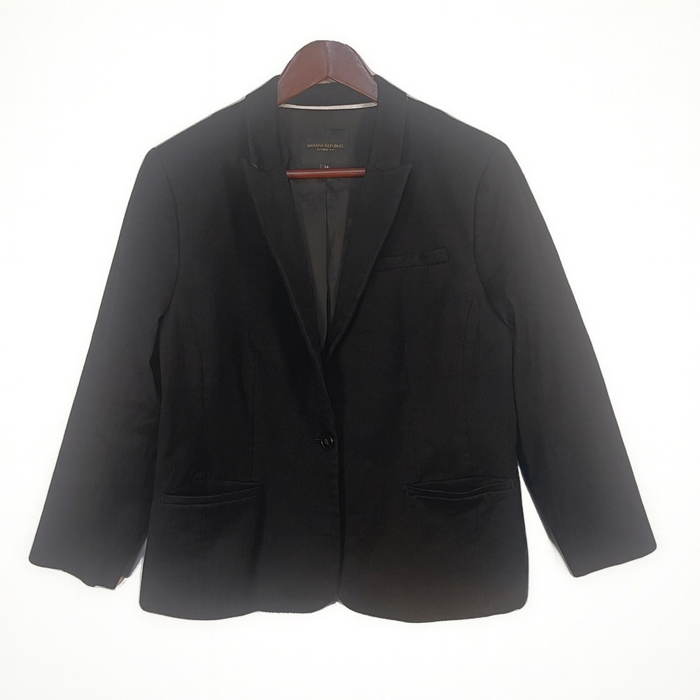 Banana Republic Womens 14 Black Blazer Single Breasted Work Career Office MOB